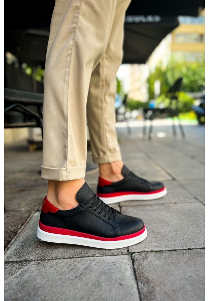 MN979 - Santoni GBT Spor Erkek Ayakkabı SIYAH/KIRMIZI