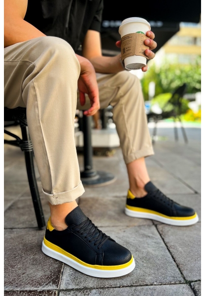 MN979 - Santoni GBT Spor Erkek Ayakkabı SIYAH/SARI