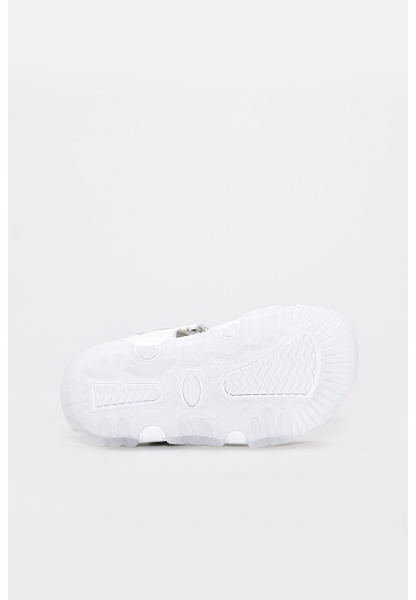 Ayakkabıhane İçi Dışı Hakiki Deri Beyaz Saten Unisex Çocuk Sandalet AH080062111106