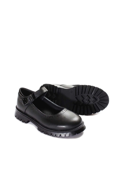 Ayakkabıhane İçi Dışı Hakiki Deri Siyah Kız Çocuk Casual Tarz Ayakkabı AH07006241912