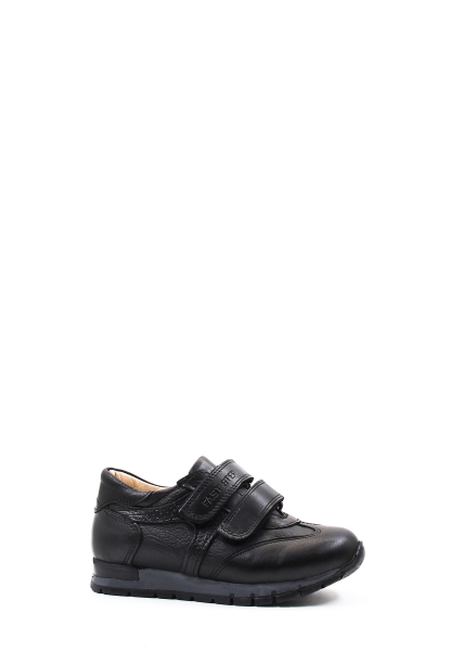 Ayakkabıhane İçi Dışı Hakiki Deri Siyah Unisex Cırtcırtlı Çocuk Sneaker Spor Ayakkabı AH07006161900