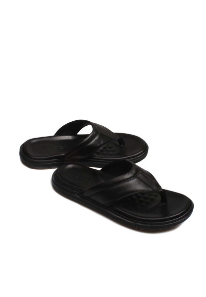 Ayakkabıhane İçi Dışı Hakiki Deri Siyah Parmak Arası Erkek Model Terlik AH070181317-316