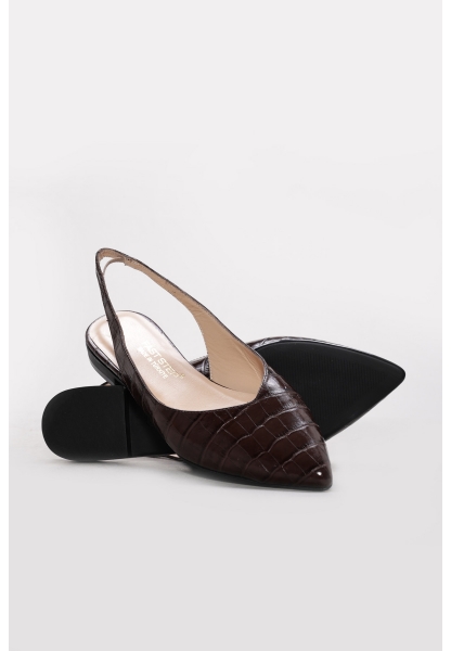 Ayakkabıhane Hakiki Deri Kahve Kroko Kadın Babet Ayakkabı 019ZA26 AH07019ZA26-520