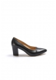 Ayakkabıhane İçi Dışı Hakiki Deri Siyah Kadın Kalın Klasik Topuklu Ayakkabı AH07064261795