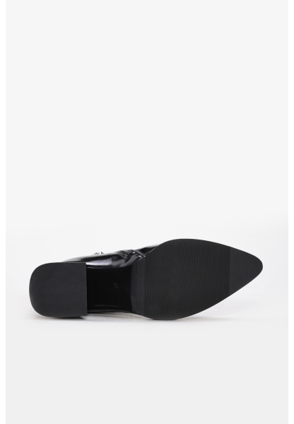 Ayakkabıhane İçi Kürklü Dışı Hakiki Rugan Deri Siyah Kadın Topuklu Bot AH0806419261910