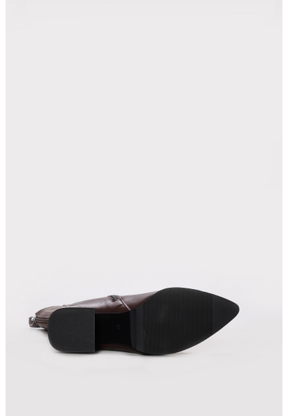 Ayakkabıhane İçi Yarım Kürklü Dışı Hakiki Deri Kahve Kadın Topuklu Çizme AH0806425261956