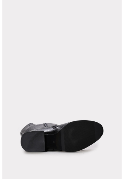 Ayakkabıhane Hakiki Deri Kürklü Siyah Floter Kadın Dolgu Topuk Çizme AH07064KZA267