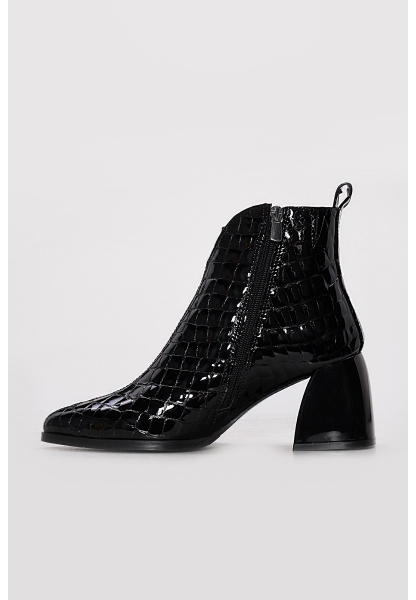 Ayakkabıhane Hakiki Deri Siyah Kroko Rugan Kadın Kalın Topuklu Bot AH07064SZA805