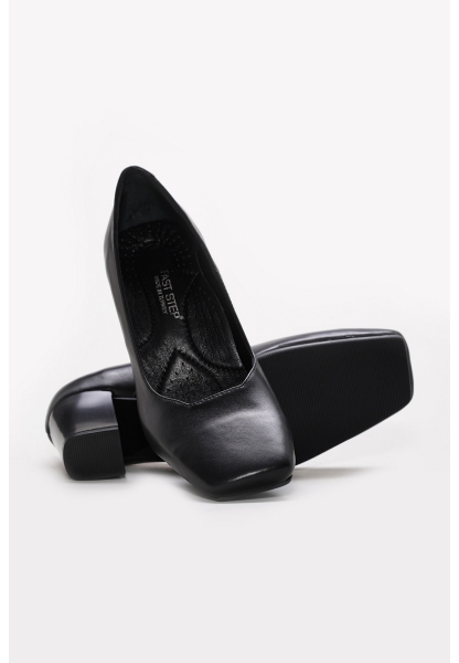 Ayakkabıhane Hakiki Deri Siyah Kadın Kalın Topuklu Ayakkabı AH07064ZA376