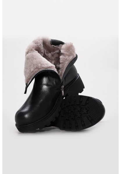 Ayakkabıhane Hakiki Deri Kürklü Siyah Kadın Klasik Bot AH07124KZA3111