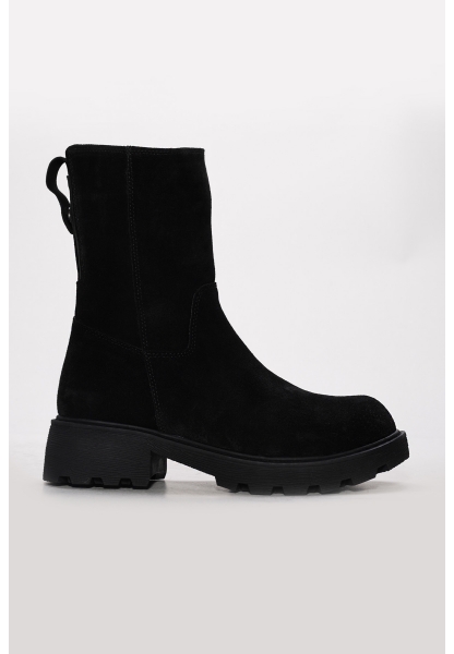 Ayakkabıhane İçi Kürklü Dışı Hakiki Süet Deri Siyah Kadın Bot AH08124112613226