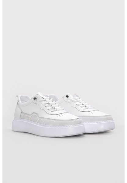 Ayakkabıhane İçi Dışı Hakiki Deri Beyaz EVA Erkek Spor Sneaker Ayakkabı AH081261311112