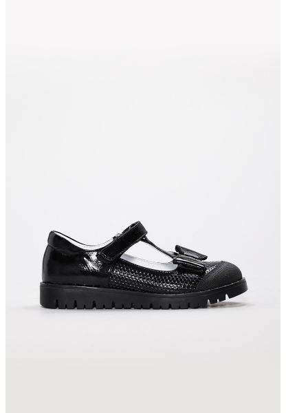 Ayakkabıhane Hakiki Deri Siyah Rugan Unisex Çocuk Casual Ayakkabı AH07157XA033