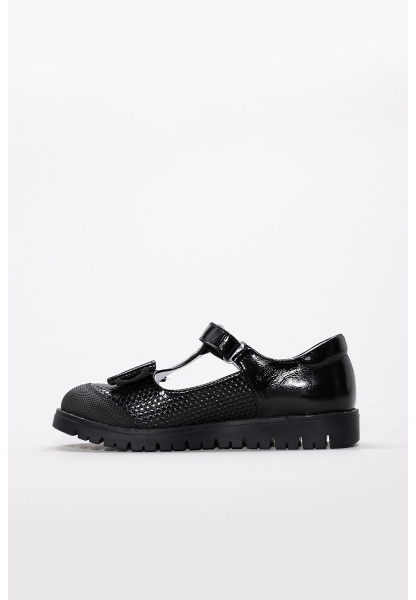 Ayakkabıhane Hakiki Deri Siyah Rugan Unisex Çocuk Casual Ayakkabı AH07157XA033