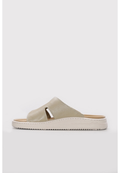 Ayakkabıhane Hakiki Deri Yeşil Kadın Kısa Topuklu Terlik AH07160ZAHR0250