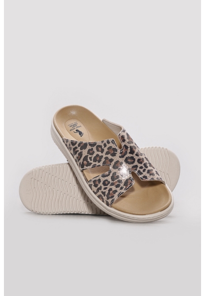 Ayakkabıhane Hakiki Deri Leopar Kadın Kısa Topuklu Terlik AH07160ZAHR0250