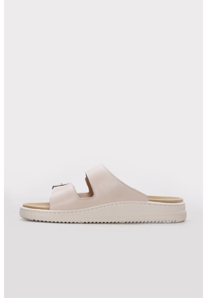 Ayakkabıhane Hakiki Deri Bej Kadın Kısa Topuklu Terlik AH07160ZACF0260