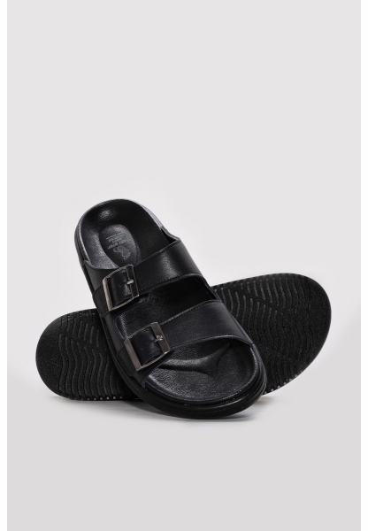 Ayakkabıhane Hakiki Deri Siyah Kadın Kısa Topuklu Terlik AH07160ZACF0260