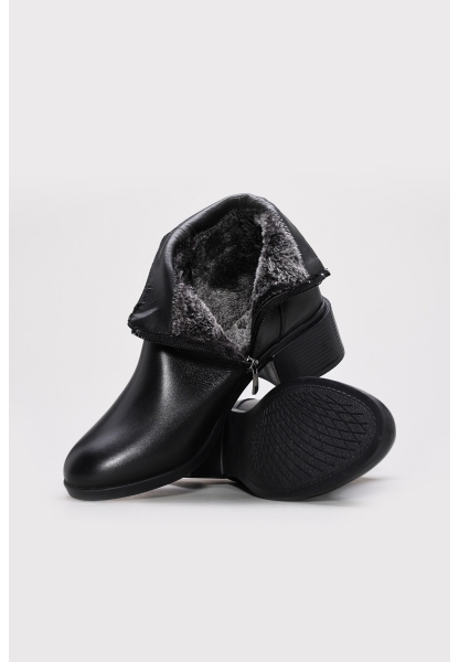 Ayakkabıhane Kaliteli Hakiki Deri Siyah Rahat Kadın Kalın Topuklu Bot AH081641926212