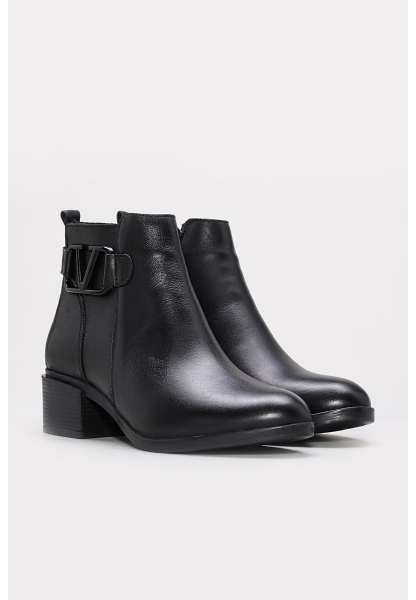 Ayakkabıhane Kaliteli Hakiki Deri Siyah Rahat Kadın Kalın Topuklu Bot AH081641926212