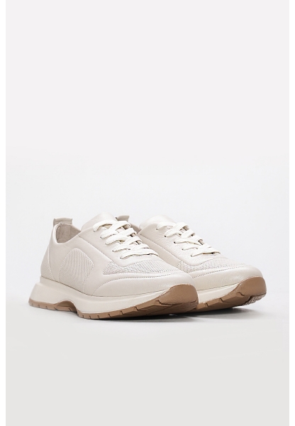 Ayakkabıhane İçi Dışı Hakiki Deri Bej Kadın Spor Sneaker Ayakkabı AH081692616418