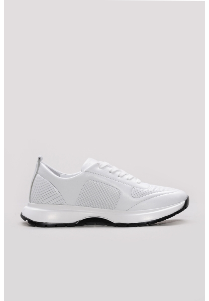 Ayakkabıhane İçi Dışı Hakiki Deri Beyaz Kadın Spor Sneaker Ayakkabı AH081692616418