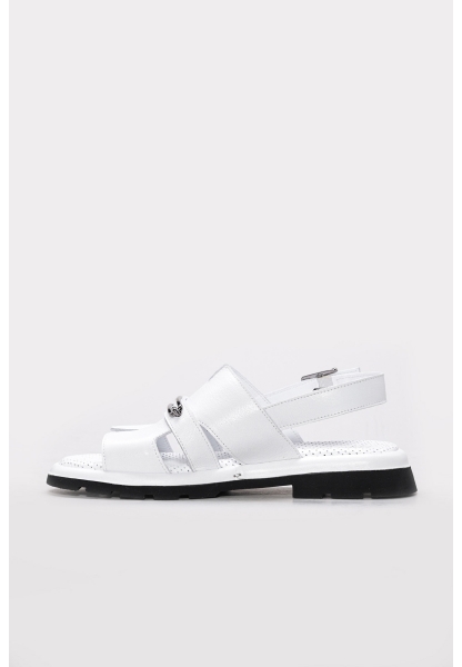 Ayakkabıhane İçi Dışı Hakiki Deri Beyaz Şık Kadın Klasik Sandalet AH087102611098