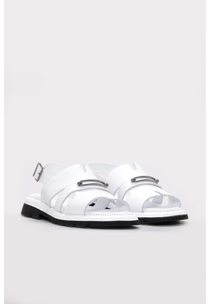 Ayakkabıhane İçi Dışı Hakiki Deri Beyaz Şık Kadın Klasik Sandalet AH087102611098