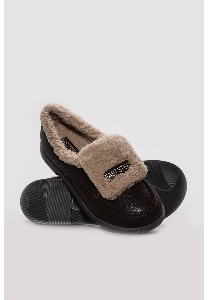 Ayakkabıhane Hakiki Deri Kahve Simli Kadın Casual Ayakkabı AH07210ZA082