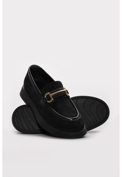 Ayakkabıhane Hakiki Deri Siyah Süet Kadın Klasik Ayakkabı AH07210ZA020