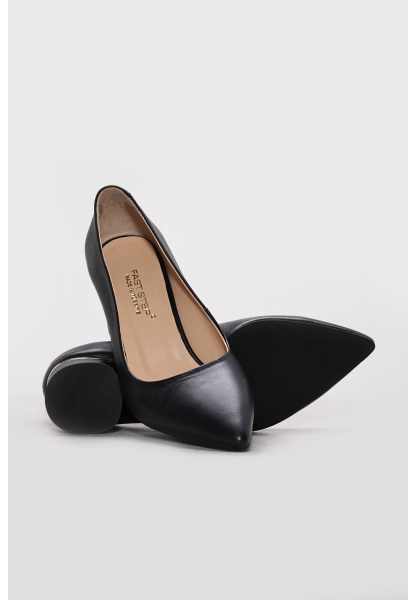 Ayakkabıhane Hakiki Deri Siyah Kadın Kısa Topuklu Ayakkabı AH07215ZA2764