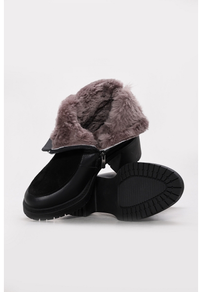 Ayakkabıhane İçi Kürklü Dışı Hakiki Süet Deri Siyah Kadın Topuklu Bot AH08217112615208