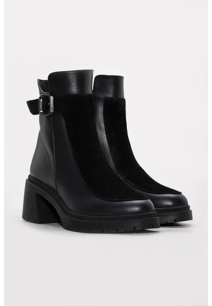 Ayakkabıhane İçi Kürklü Dışı Hakiki Süet Deri Siyah Kadın Topuklu Bot AH08217112615208