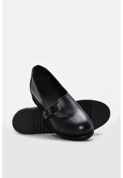 Ayakkabıhane Hakiki Deri Siyah  Kadın Babet Ayakkabı AH07217ZA90