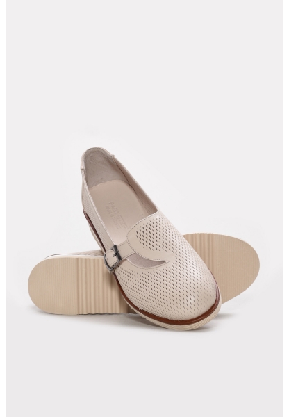 Ayakkabıhane Hakiki Deri Bej Kadın Babet Ayakkabı AH07217ZA74