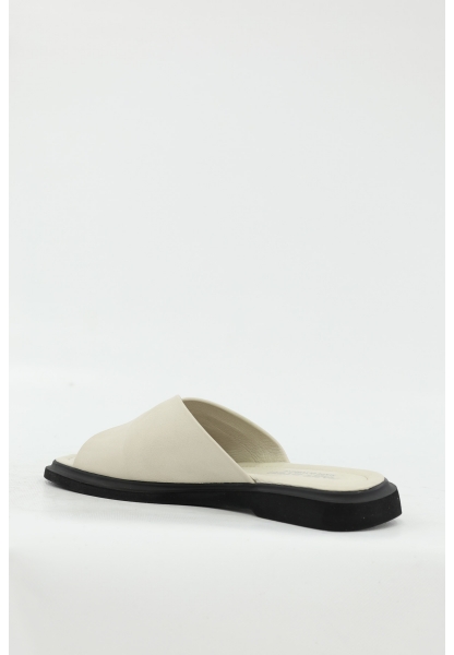 Ayakkabıhane Hakiki Deri Bej Kadın Düz Terlik AH07227ZA1117