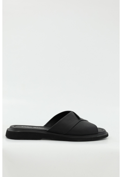 Ayakkabıhane Hakiki Deri Siyah Kadın Düz Terlik AH07227ZA1117