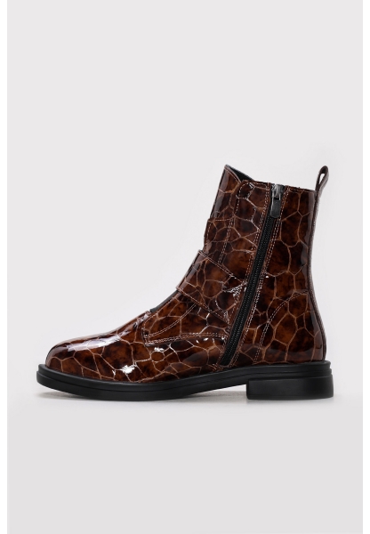Ayakkabıhane İçi Kürklü Dışı Hakiki Kroko Rugan Deri Kahve Tarz Kadın Bot AH0823811261231