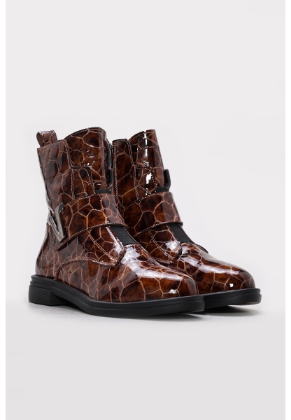 Ayakkabıhane İçi Kürklü Dışı Hakiki Kroko Rugan Deri Kahve Tarz Kadın Bot AH0823811261231