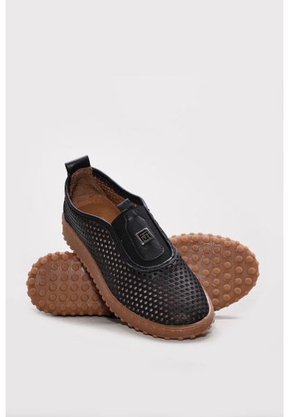 Ayakkabıhane İçi Dışı Hakiki Deri Siyah Kadın Casual Günlük Ayakkabı AH082402612212