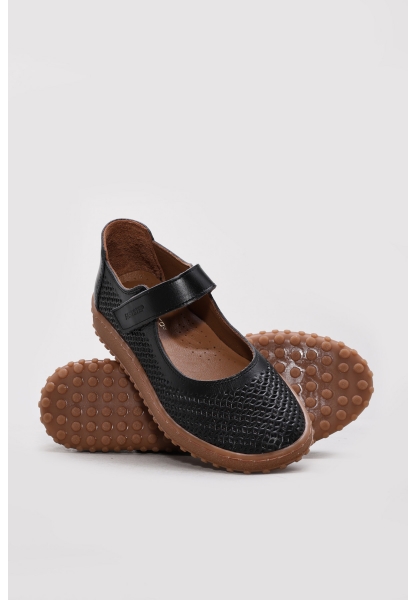 Ayakkabıhane İçi Dışı Hakiki Deri Siyah Rahat Kadın Babet Ayakkabı AH082402612215