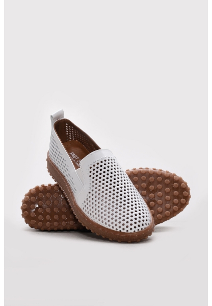 Ayakkabıhane Hakiki Deri Beyaz Kadın Babet Ayakkabı AH07240ZA2111