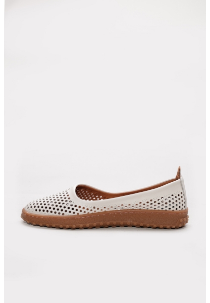 Ayakkabıhane İçi Dışı Hakiki Deri Bej Kadın Babet Ayakkabı AH082402612209