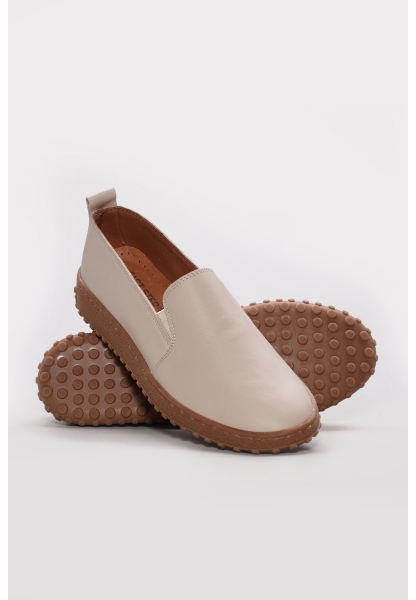 Ayakkabıhane Hakiki Deri Bej Kadın Babet Ayakkabı 240ZA2111 AH07240ZA2111-1