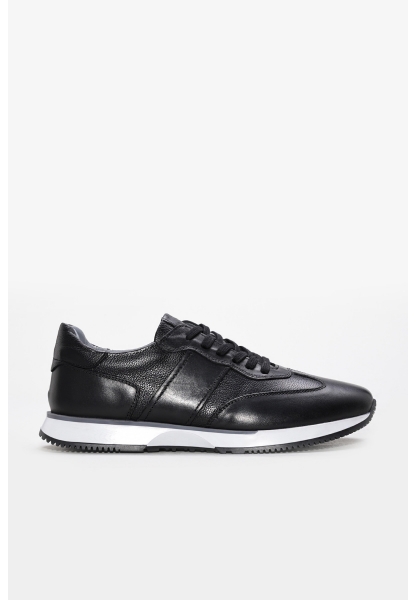 Ayakkabıhane İçi Dışı Hakiki Deri Siyah Erkek Spor Sneaker Ayakkabı AH0824113111094