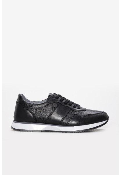 Ayakkabıhane İçi Dışı Hakiki Deri Siyah Erkek Spor Sneaker Ayakkabı AH0824113111095