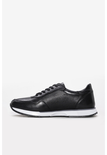 Ayakkabıhane İçi Dışı Hakiki Deri Siyah Erkek Spor Sneaker Ayakkabı AH0824113111095