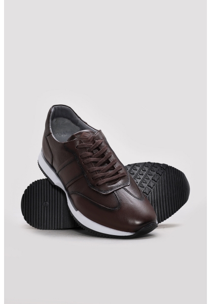 Ayakkabıhane İçi Dışı Hakiki Deri Kahve Erkek Spor Sneaker Ayakkabı AH0824113111094