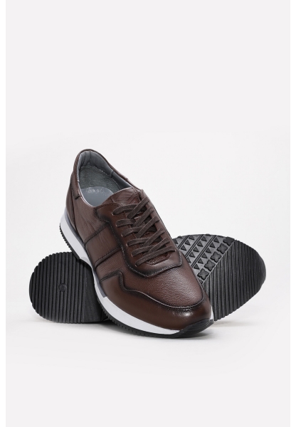 Ayakkabıhane İçi Dışı Hakiki Deri Kahve Erkek Spor Sneaker Ayakkabı AH0824113111095