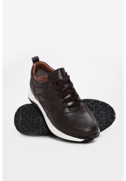 Ayakkabıhane İçi Dışı Hakiki Deri Kahve Erkek Spor Sneaker Ayakkabı AH082451310206
